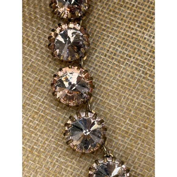 J Crew Brulee Peach/Pink Necklace Aurora Borealis Rhinestones Gold Tone Sparkly - Picture 9 of 10